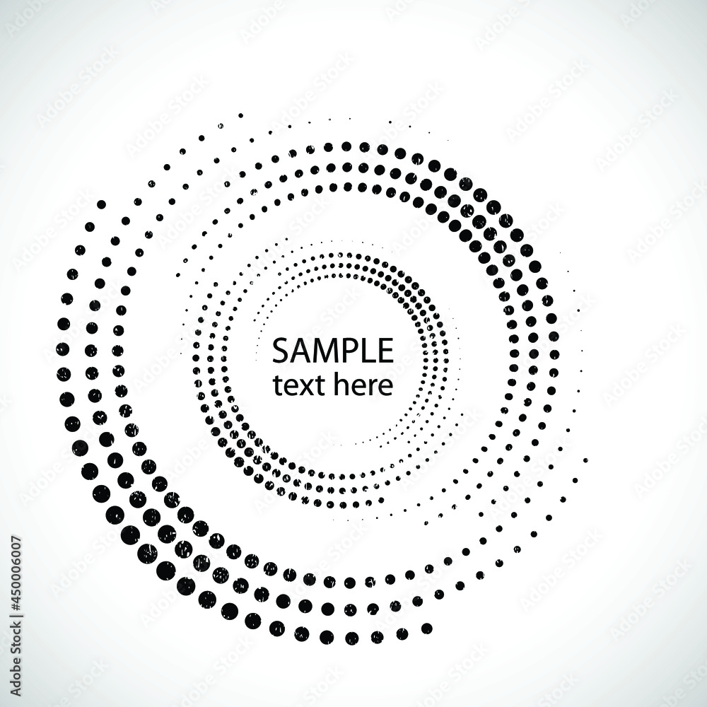 Grunge textured halftone dots in circle form. round logo . vector dotted frame . design element Grunge textured halftone dots in circle form. round logo . vector dotted frame . design element