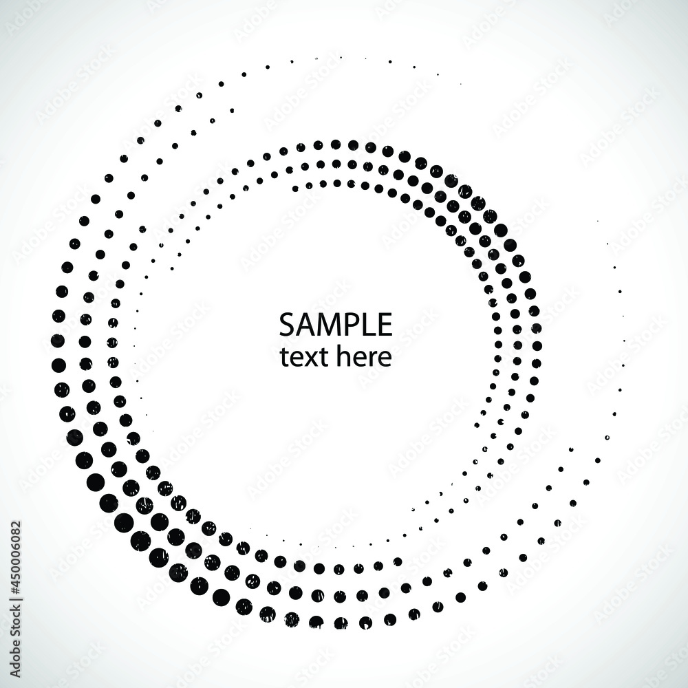Grunge textured halftone dots in circle form. round logo . vector dotted frame . design element Grunge textured halftone dots in circle form. round logo . vector dotted frame . design element
