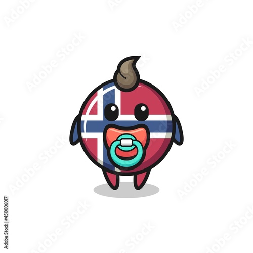 baby norway flag badge cartoon character with pacifier