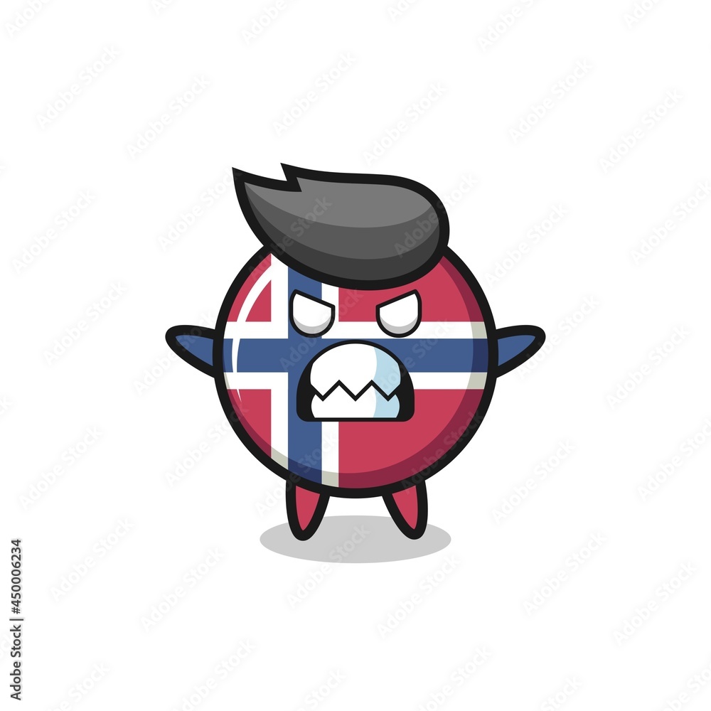 wrathful expression of the norway flag badge mascot character wrathful expression of the norway flag badge mascot character