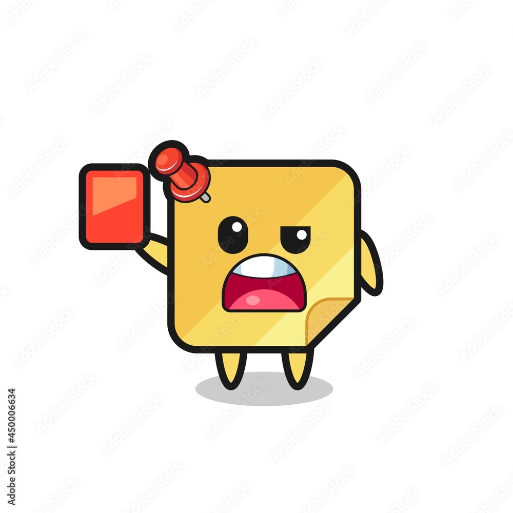 sticky notes cute mascot as referee giving a red card sticky notes cute mascot as referee giving a red card