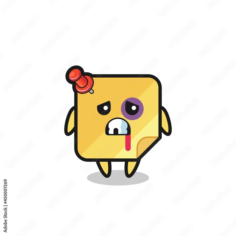 injured sticky notes character with a bruised face injured sticky notes character with a bruised face