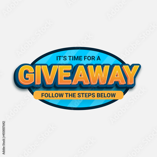 Giveaway steps with editable 3d text effect font for social media post with 3 steps to win 