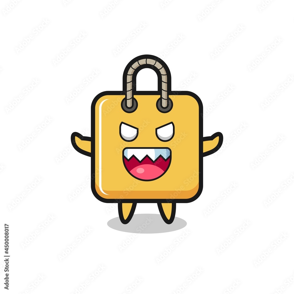 illustration of evil shopping bag mascot character
