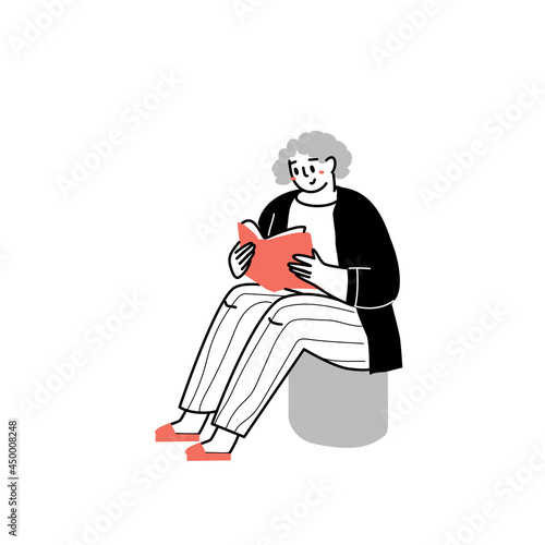 Person is reading a book. Or student studying and preparing for examination. Book lovers, readers, modern literature fans isolated on white background. Flat cartoon vector illustration.