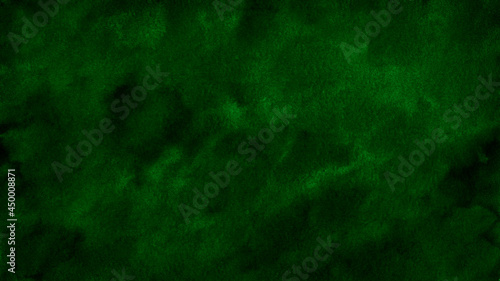 Green abstract background. Watercolor. Dark green background with copy space for design. Web banner.