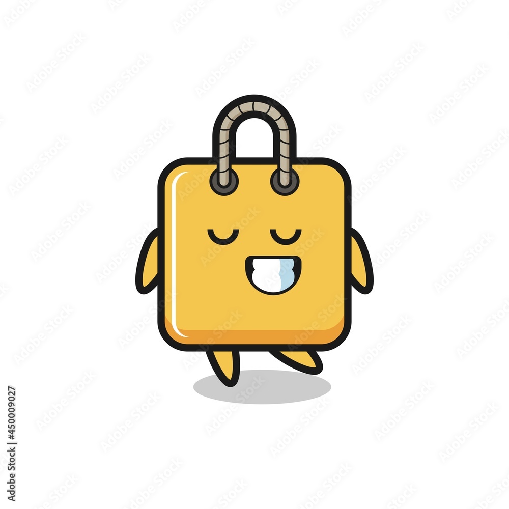 shopping bag cartoon illustration with a shy expression