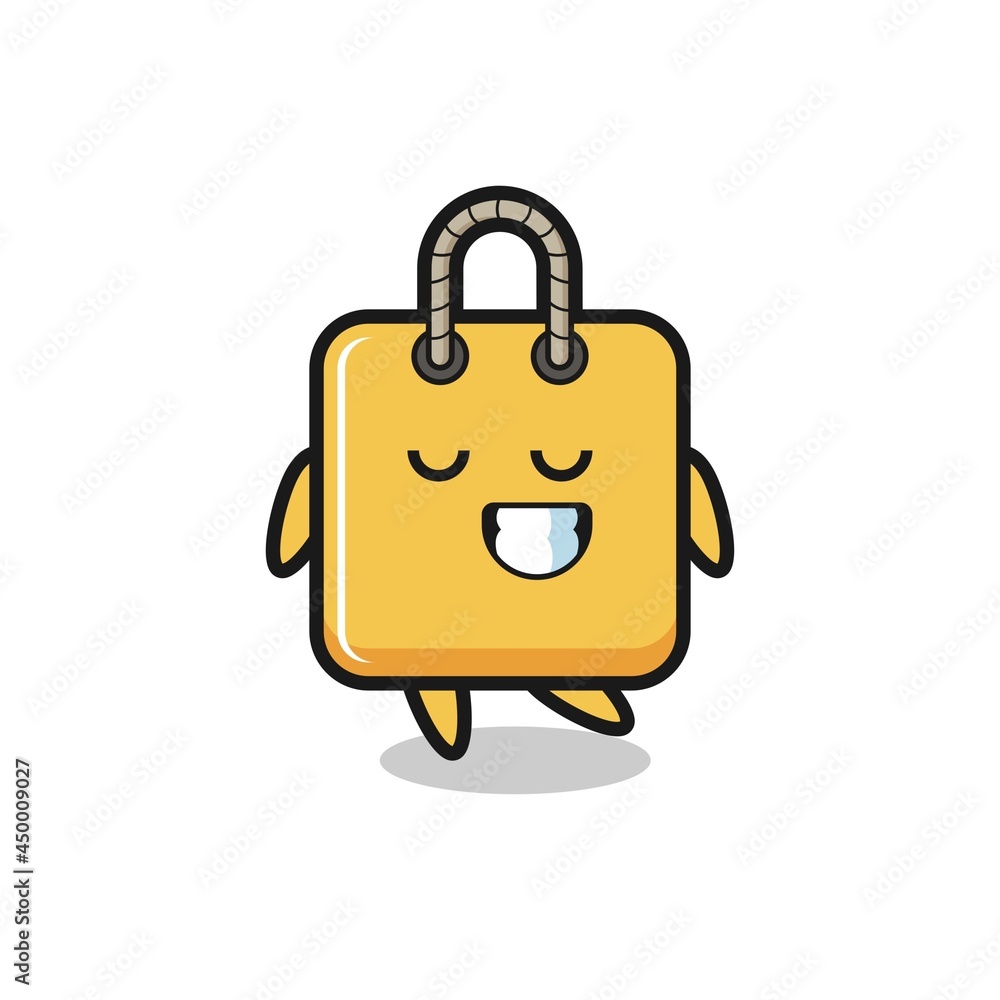 shopping bag cartoon illustration with a shy expression shopping bag cartoon illustration with a shy expression