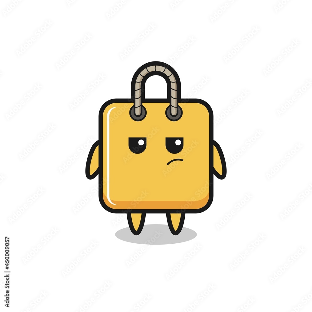 cute shopping bag character with suspicious expression cute shopping bag character with suspicious expression