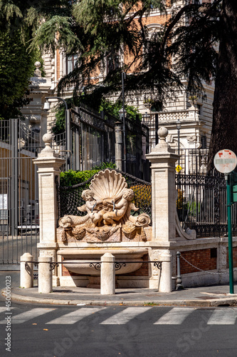 fountain with shell at the american embassy in Rome photo