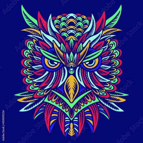 Colorfull Owl head vector pattern