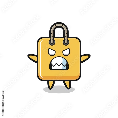 wrathful expression of the shopping bag mascot character