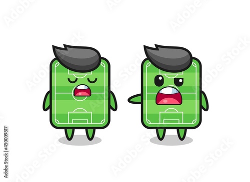 illustration of the argue between two cute football field characters