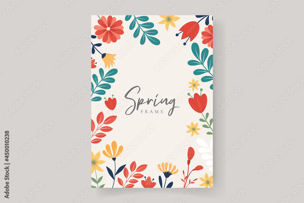 Flower frame background with colorful spring flower design