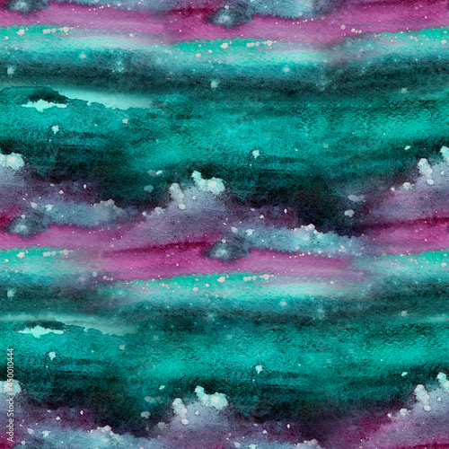 Frosty night watercolor seamless pattern. Template for decorating designs and illustrations.
