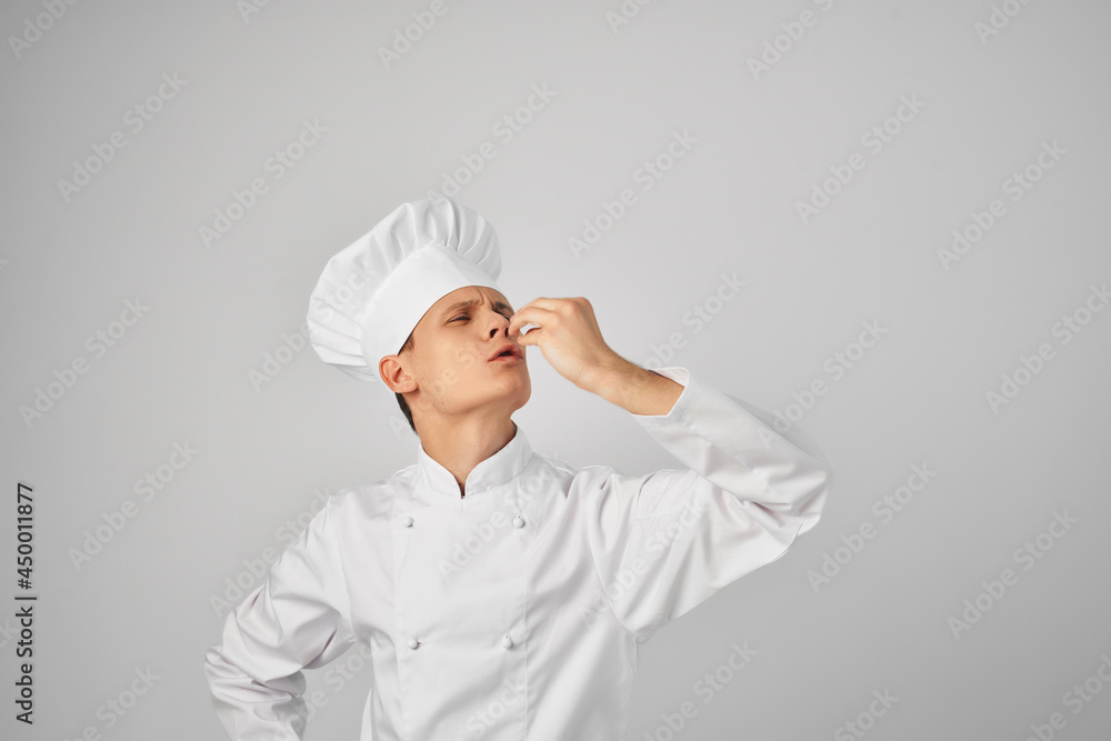 male chef gesturing with hand emotion professional gourmet restaurant male chef gesturing with hand emotion professional gourmet restaurant