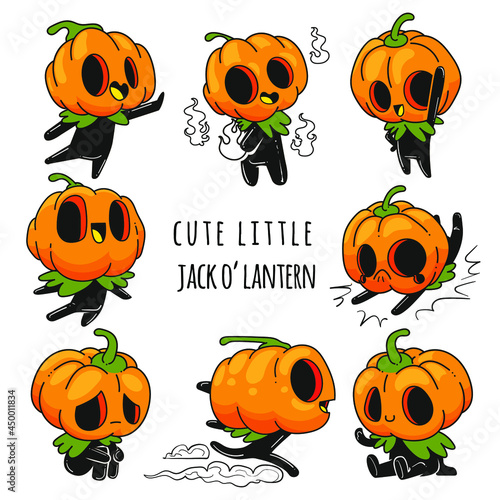 cute little jack o lantern vector set, halloween jack o lantern
