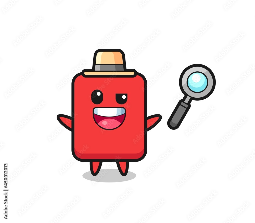 illustration of the red card mascot as a detective who manages to solve a case illustration of the red card mascot as a detective who manages to solve a case