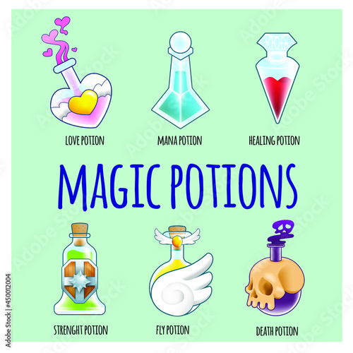magic potions vector set