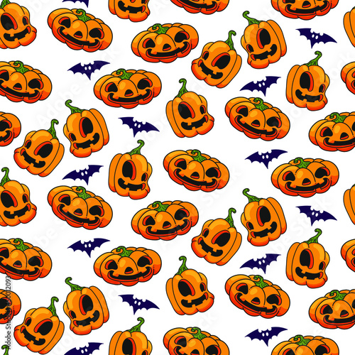 halloween pumpkin seamless pattern vector
