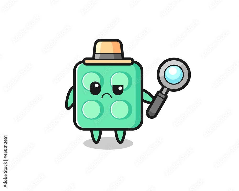 the mascot of cute brick toy as a detective the mascot of cute brick toy as a detective