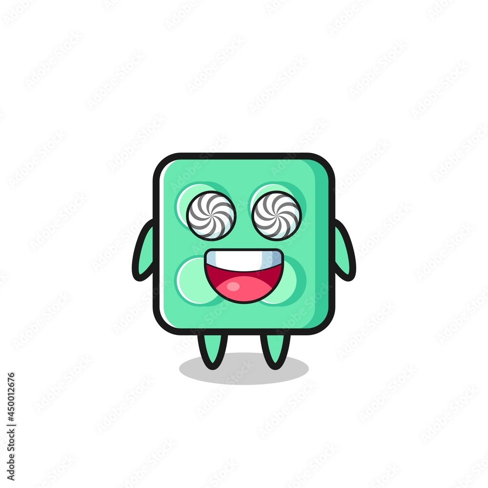 Obraz premium cute brick toy character with hypnotized eyes