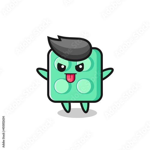 naughty brick toy character in mocking pose
