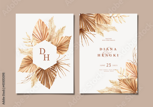 Hand painted boho wedding invitation