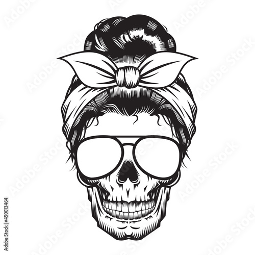 Skull Mom Head design on white background. Halloween. skull head logos or icons. vector illustration.