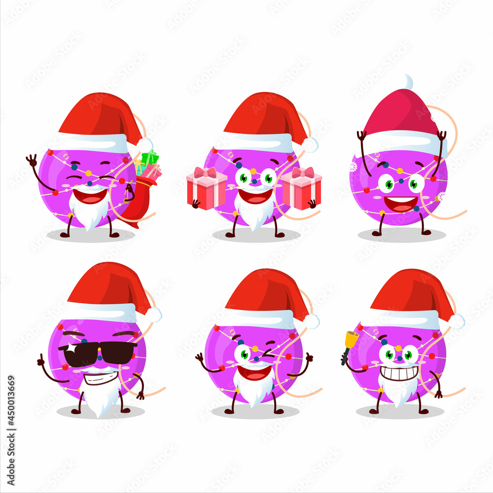 Santa Claus emoticons with christmas lights purple cartoon character