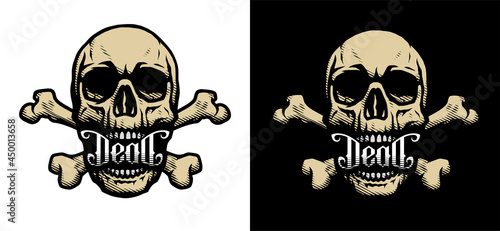 Skull and Bones. Two options. Vector illustration.