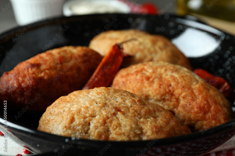 Concept of tasty food with cutlets, close up Concept of tasty food with cutlets, close up