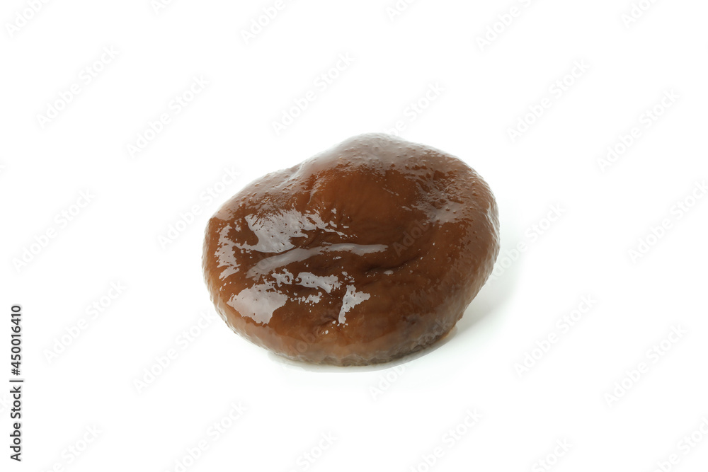 Single marinated mushroom isolated on white background Single marinated mushroom isolated on white background