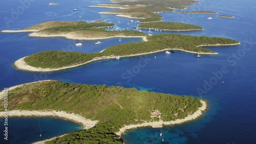 Aerial view of Palinski otoci islands in Hvar, Adriatic Sea in Croatia photo