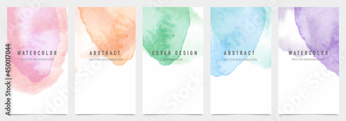 Creative cover design vector set. Watercolor book cover design, Abstract art design with colorful watercolor background. Can be use for poster, wall arts, magazine,  brochure , banner and website. photo