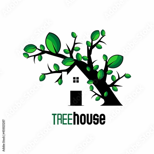 vector design of the house located under the big tree