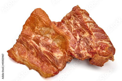 Smoked ribs, isolated on white background. High resolution image.