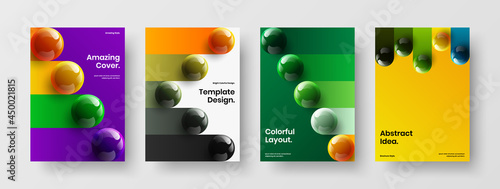 Creative corporate identity A4 design vector layout set. Isolated realistic balls brochure illustration composition. © kitka