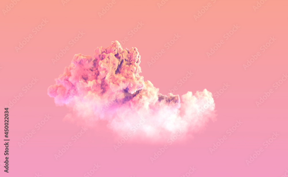 alone pink sundown big cloud - creative nature 3D rendering