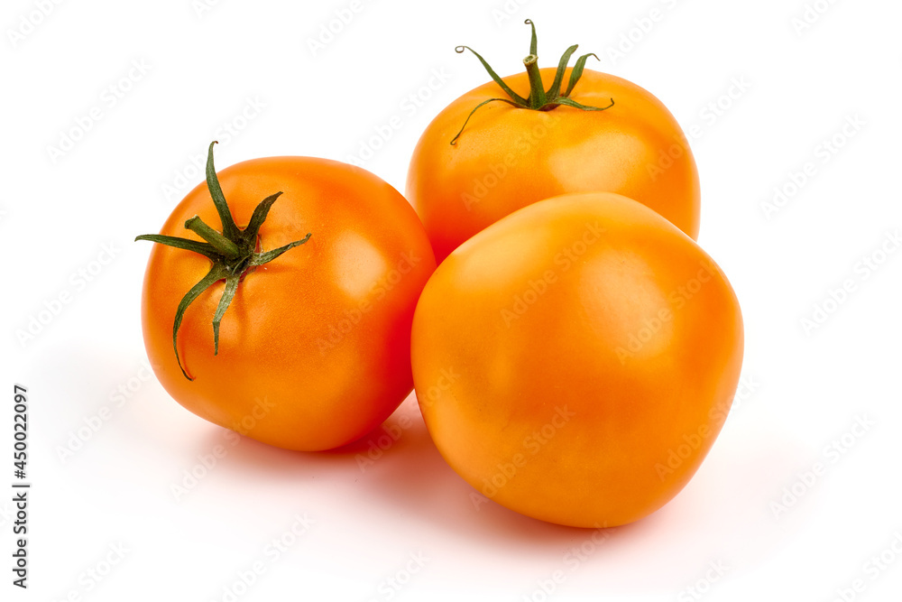 Fresh yellow tomatoes, isolated on white background. Fresh yellow tomatoes, isolated on white background.
