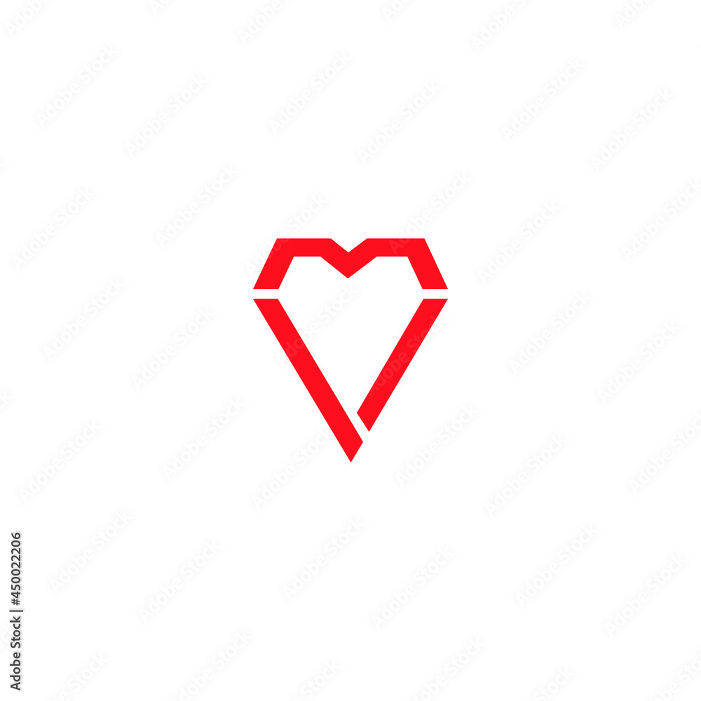 Fototapeta Minimal modern red heart vector logo design