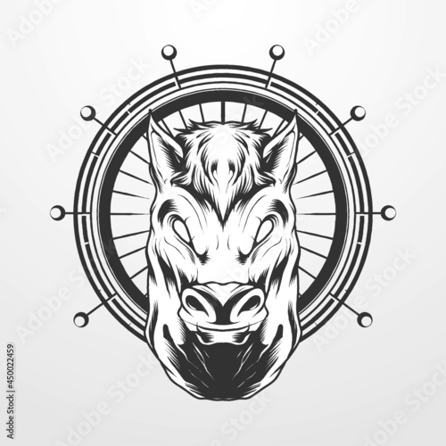 horse head vector illustration in vintage monochrome isolated