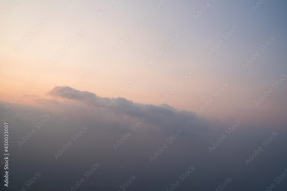 Clouds at sunset aerial view