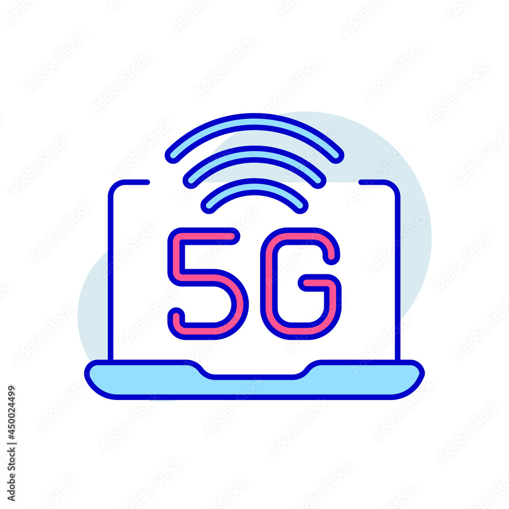 5g connection RBG color icon. High speed internet. Thin line vector illustration. 5g connection RBG color icon. High speed internet. Thin line vector illustration.