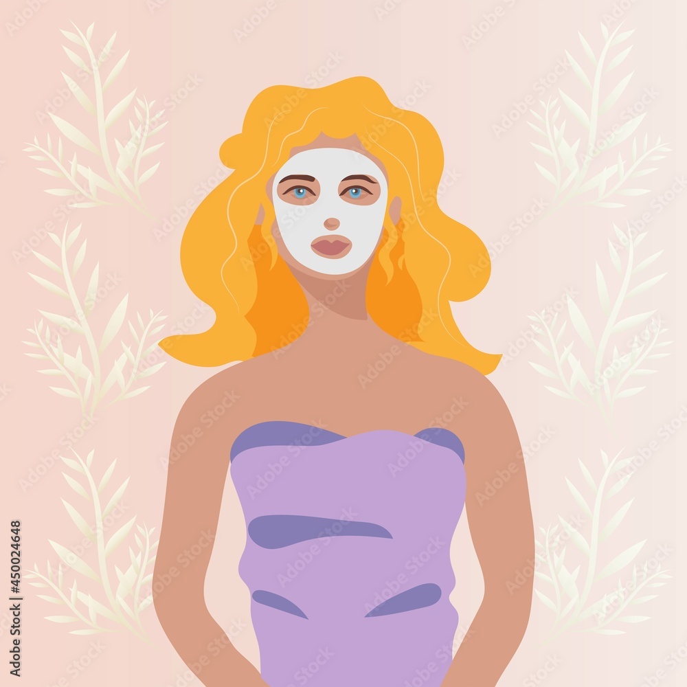 Facial care for women. Daily skin care. Young woman applying clay facial mask on her face. Spa treatment. Facial care for women. Daily skin care. Young woman applying clay facial mask on her face. Spa treatment.