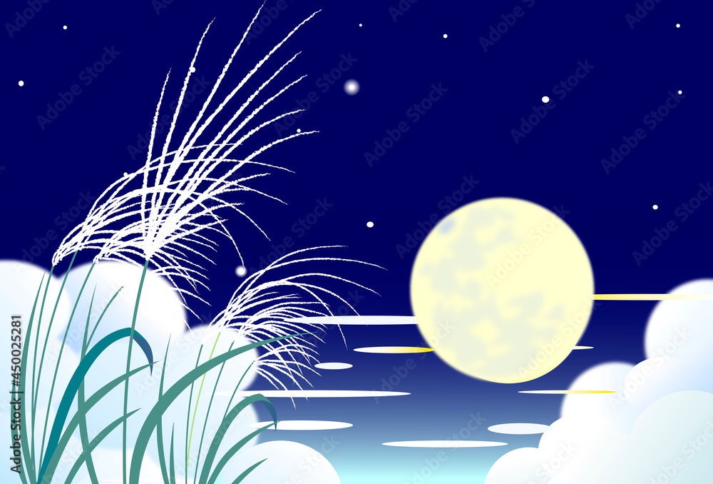十五夜の癒される月夜の背景イラスト Stock ベクター Adobe Stock 十五夜の癒される月夜の背景イラスト Stock ベクター Adobe Stock