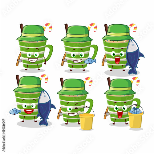 A fisherman frappe chocolate cartoon picture catch a big fish