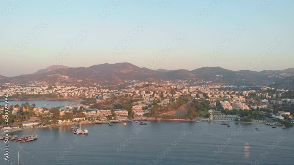 Summer sea resort aerial Bodrum Mugla Turkey Summer sea resort aerial Bodrum Mugla Turkey