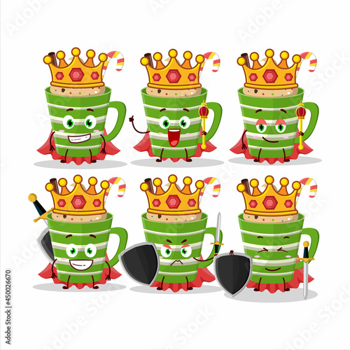 A Charismatic King frappe chocolate cartoon character wearing a gold crown