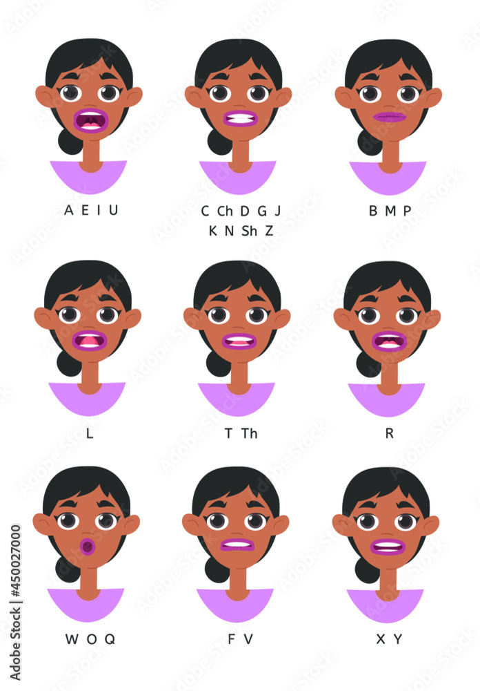 African American Women lips for animation with Alphabet pronunciation. Cartoon style illustration female mouth ABC. Isolated Hand drawn vector facial expression. Gestures Collection Expressing Differe African American Women lips for animation with Alphabet pronunciation. Cartoon style illustration female mouth ABC. Isolated Hand drawn vector facial expression. Gestures Collection Expressing Differe